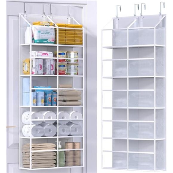 Clear Over The Door Organizer 5 Shelf Hanging Storage for Closet Pantry Room - Picture 1 of 8